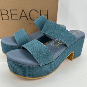 Beach by Matisse Ocean Ave Slip On Sandals size 9 Women's Denim Blue Block Heel